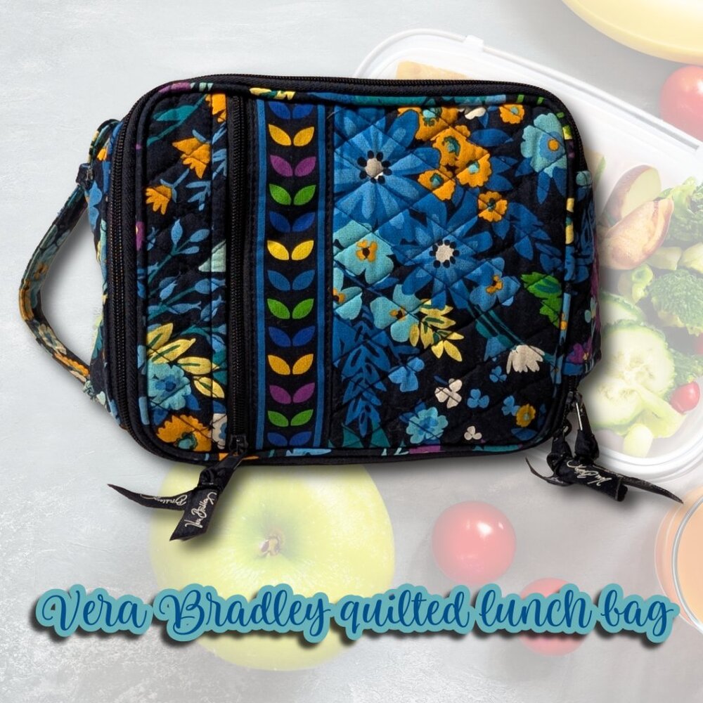 Vera Bradley Ellie Blue Quilted Lunch Bag Insulated Cooler Retired 2012 Pattern